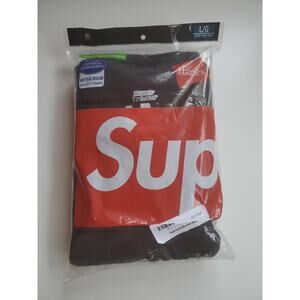Supreme Hanes Black Tagless T-shirts Underwear Set of 3 Large